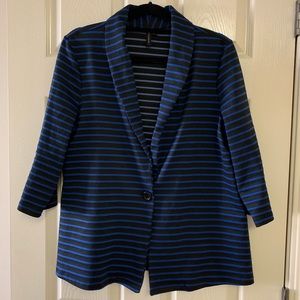 Black and blue striped knit stretch career blazer size XL